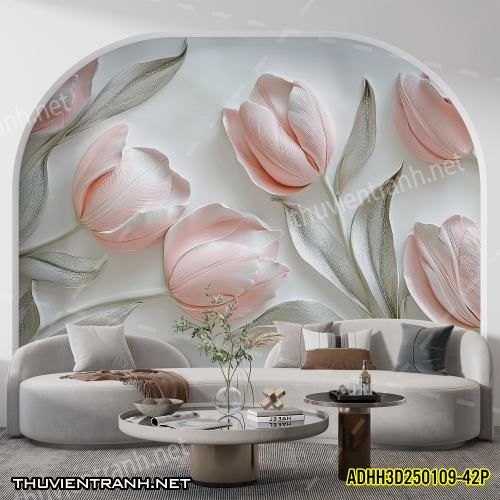 Tranh dán tường Hoa 3D- ADHH3D250109--42P - Tranh tường chất lượng cao